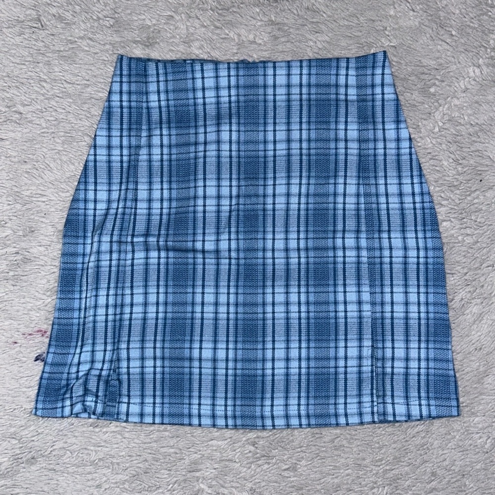John Galt/Brandy Melville Baby Blue Plaid Mini Skirt